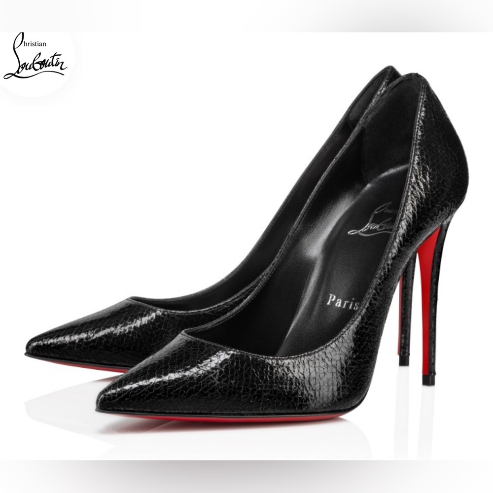 Christian Louboutin Kate Black Star textured laminated calf leather, 100 mm